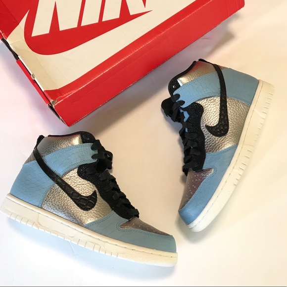 Nike Shoes - Nike Sneakers Dunk Hi LX Size 6.5 NIB Silver Blue